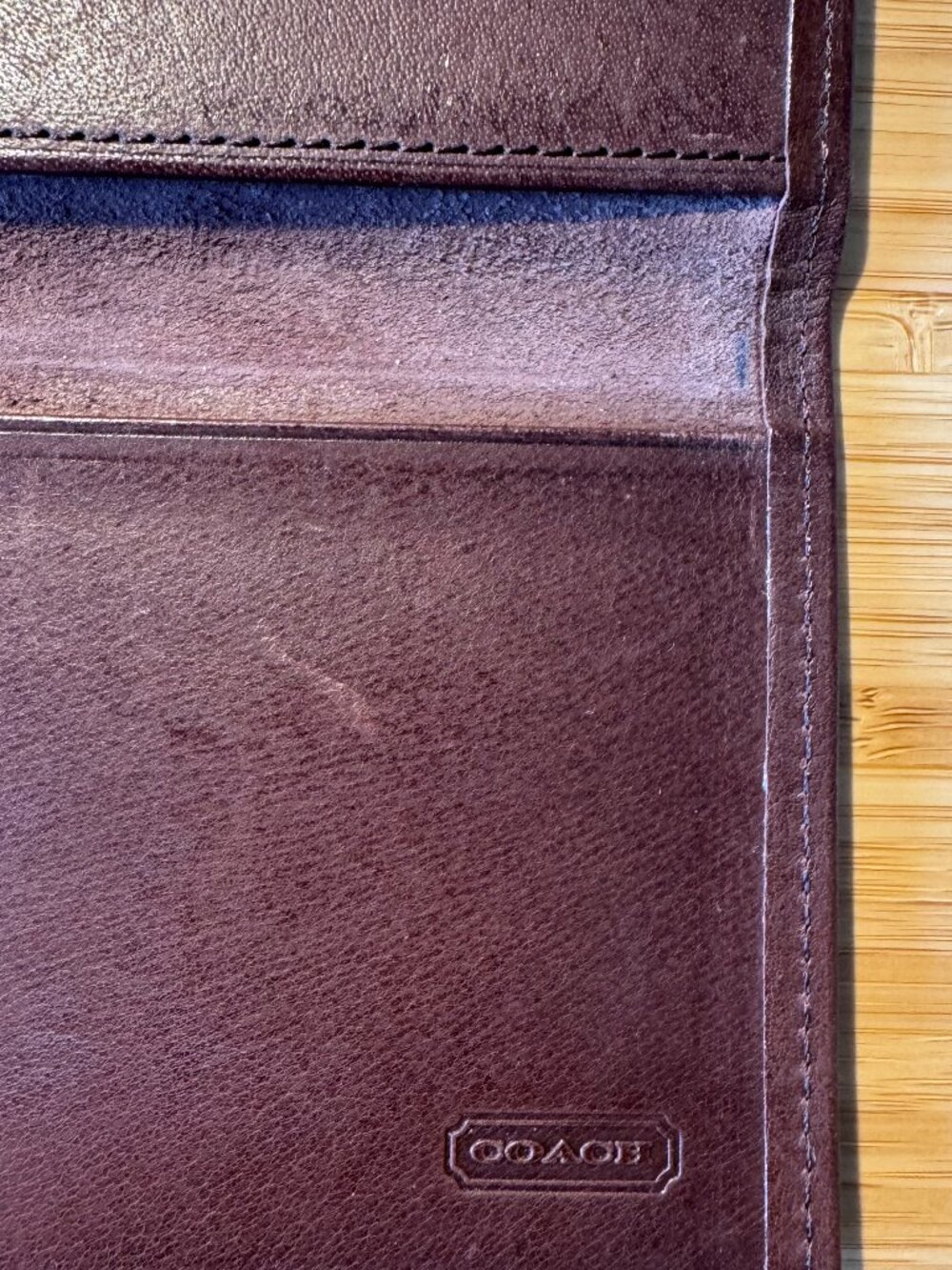 Vintage Coach Brown Glovetanned Leather Checkbook Wallet Organizer